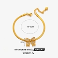 Bracciale a catena serpente con fiocco in acciaio inossidabile placcato oro 18K e strass - Bracciale a fiocco lucido - Oro