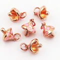 Pink enamel mushroom pendant DIY jewelry accessory in rose gold finish for necklaces - 3D Rose Gold Pink Mushroom