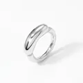 Minimalist silver stainless steel ring with a polished curved long bar ornament - US 6 / Silver (PBJ506)