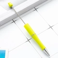 Creative fluorescent yellow DIY beaded ballpoint pen with metallic top and plastic body - Macaron Yellow Green