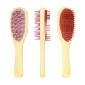 Pettine per capelli a doppia faccia con manico lungo giallo e setole massaggianti rosa - Design A Blocchi Di Colore Su Entrambi I Lati (rosa + Giallo + Rosso).