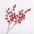 Artificial red Christmas berry picks with white snowy frost for DIY wreaths and trees - Frosted Red Berry