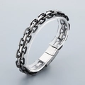 Bracciale punk da uomo in acciaio inossidabile con maglie intrecciate argento e nero - Stile A Bicolore Nero (22cm)