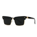 Klassische quadratische Sonnenbrille mit schwarzem Rahmen und goldenem Metall-Halbrand - C2 Schwarzer Rahmen Schwarzgraue Gläser