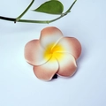 Single white and yellow gradient foam frangipani plumeria hair clip on white surface - Colored Flower Head [4cm]