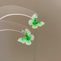 Macro di orecchini a farfalla placcati in oro 18k con scintillanti cristalli verdi - Oro-Verde (Placcato Oro 18K)