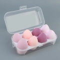8-piece ultra-soft beauty sponge set in pink and purple with transparent storage case - 8-Grid Transparent Pink Series