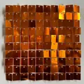 Square orange shimmer wall panel with metallic sequins for party background decoration - 30x30cm / Bronze Gold