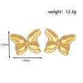 Gouden titanium stalen vlinder oorbellen met parels in retro minimalistische geometrie - Metalen Vlindervorm Stijl (ER-1486)