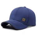 Casquette de baseball bleu marine avec logo chinois en bronze et bordure en cuir - Réglable / Bleu marine