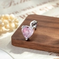 Pink heart-shaped zircon ear stud with silver screw back post and gradient fireworks cut - Purple and Pink (A1114-7#)