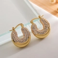 U-förmige 18K vergoldete Zirkon-Ohrringe mit Pavé-Fassung und poliertem Finish - Gold