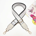 Adjustable white canvas strap with gold metal buckles and beige leather reinforcements - White & Black with White
