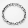 Pulsera de cadena gruesa de acero inoxidable plateado pulido con cierre de mosquetón sólido - Pulsera 20CM / Cierre de Langosta Corte Hexagonal (7.5mm) / Color Acero