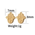 Specifiche dettagliate sulle dimensioni degli orecchini Hamsa dorati da 7mm per 8mm - Mano di Fatima