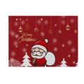 Set de table rouge de Noël avec motif Père Noël cartoon et lettrage festif en texture lin - 30*45CM Coton Lin / CD26-3 (Père Noël avec arbre blanc)
