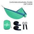 Blue and green ultralight nylon parachute hammock set with straps and storage bag - 230x110cm / Elastic Band Style / Mint Green/Lake Blue