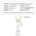 S925 silver necklace with double natural freshwater pearls measuring 5-6mm and 8-9mm - Pearl Tassel / K Yellow Gold