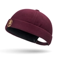Berretto docker rosso bordeaux senza visiera con ricamo dorato e cinturino regolabile - Regolabile / Borgogna