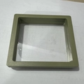 Khaki square PE film floating display box for jewelry presented on white grid background - Khaki (PE Film Packaging Box)