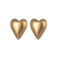 Polished 18K gold-plated stainless steel heart stud earrings with smooth mirror finish - Gold Bright Heart