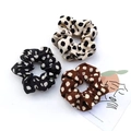 Lot de trois chouchous à pois en tricot, coloris beige, noir et marron élégants - Ensemble de 3 Pièces (Pois Noirs + Pois Beige + Pois Café)