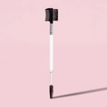 Close-up of double-ended eyebrow spoolie brush and lash comb with white wooden handle - Dual Eyebrow Brush with Comb White Silver
