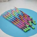 Creative stackable building block crayons with 11 vibrant colors for school students - Green Tail / 11 Colors
