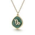 Polished gold Capricorn necklace featuring a green malachite teardrop pendant - Capricorn