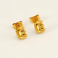 Minimalist 18K gold plated titanium steel bubble letter E stud earrings for women - Letter E