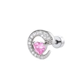 Pendiente de ballena plateado con circón de corazón rosa e incrustaciones brillantes - Pieza Única / Rosa