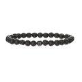 Natural 6mm lava rock bead bracelet with metallic hexagonal hematite spacer accent - Porous Matte Style / Black Lava Stone
