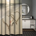 Détails du rideau de douche 3D avec motif de cœur sur la plage et imprimé fleurs de rose - 150*180cm / YS-E Coeurs de Plage