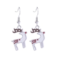 Boucles d'oreilles renne de Noël blanches avec accents rouges en alliage métallique - Élan