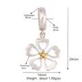 Silver plated copper cherry blossom pendant with golden center and cutout flower design - White Gold Two-Tone Flower