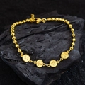 Bracelet minimaliste à perles dorées avec caractères chinois gravés pour la chance - Doré