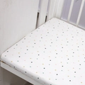 Fitted baby crib sheet with colorful star pattern made of soft white cotton fabric - Star / 120*60cm