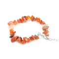 Vintage natural red agate crushed stone bracelet with adjustable silver lobster clasp - Red Agate