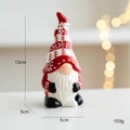 Ceramic Christmas gnome figurine with red patterned hat and white beard, 13cm tall ornament - Style B Gnome (BJ95)