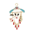 Enamel Christmas tree and reindeer brooch with red bells on golden hanger - C1755-2-Hanger Pendant Set B