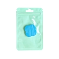 Single blue flower powder puff in a mint green resealable holographic bag for makeup - 10.5x15cm (16-wire) / Macaron Green