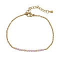 Minimalist gold semi-precious stone bracelet with pink faceted beads and adjustable chain - Light Pink