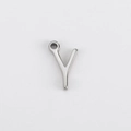 Silver stainless steel letter Y charm pendant with polished finish and top jump ring - Y (Bracelet Accessory) / Steel