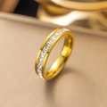 Modern gold-plated titanium steel eternity ring featuring square-cut sparkling zircons - US 6 / Gold Single Row