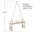 Handmade macrame wall hanging shelf with wood beads and tassels, size 35x56cm - Beige 1