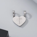 Minimalist stainless steel heart pendant necklace with fingerprint pattern in silver finish - Steel Color Fingerprint Heart Pendant (KP130567-HR)