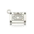 Retro silver metal cassette tape pendant charm for DIY necklaces and bracelets - 9165-16x24mm Retro Cassette