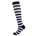 Knee-high compression socks featuring black and white stripes on a white background - Black & White Stripes