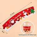 Set of 10 red Christmas cake cup sleeves featuring Santa, Snowman and Penguin patterns - 10 Pieces / Cup Sleeve Red Merry Christmas