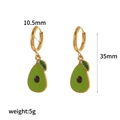 Gold hoop earrings with green avocado charms, dimensions 10.5mm by 35mm, weight 5g - Avocado Style (TE60443)